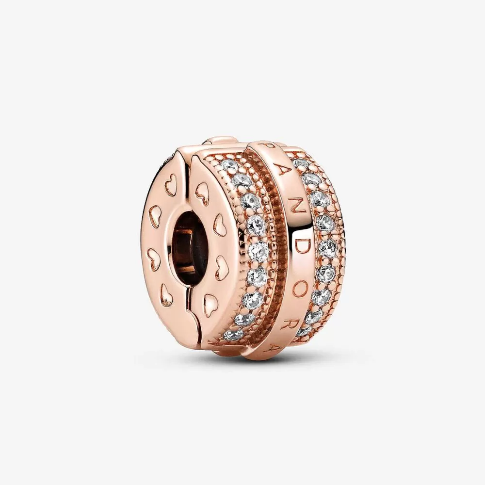 Discount Pandora Clip Pave Brilhante Linhas E Logotipo