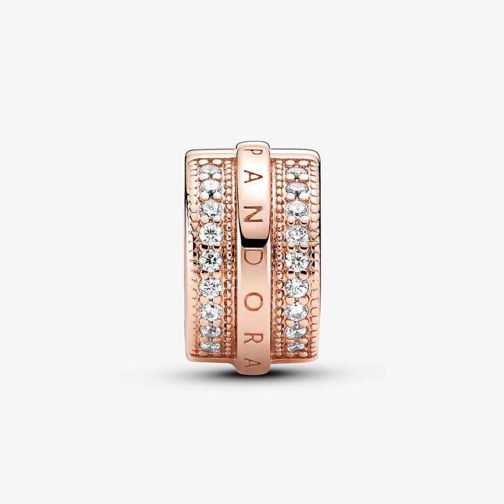 Discount Pandora Clip Pave Brilhante Linhas E Logotipo