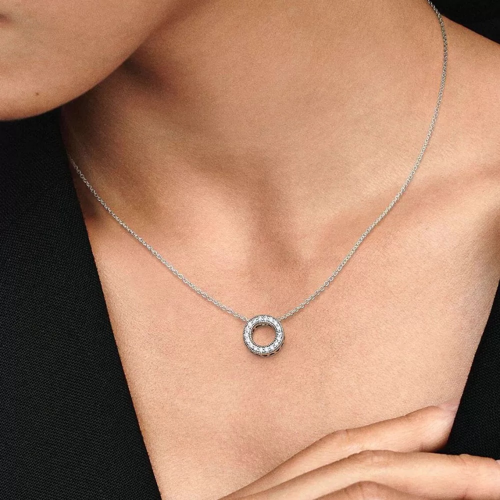 Best Sale Pandora Colar Gargantilha Circulo Pave Logotipo