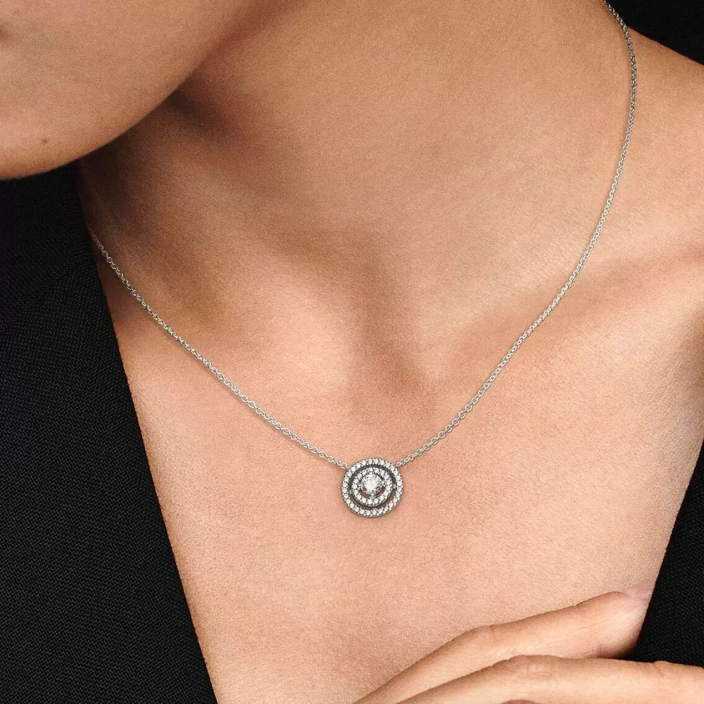 Fashion Pandora Colar Sparkling Double Halo