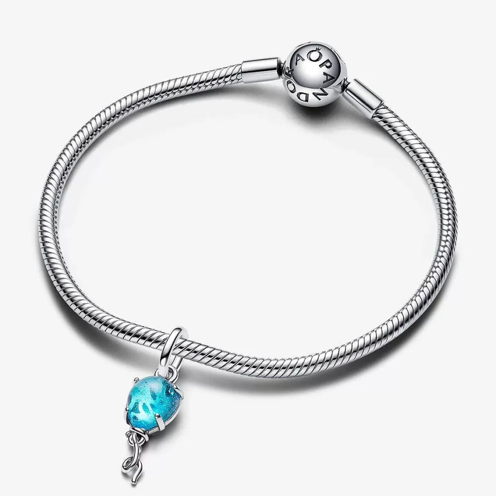 Fashion Pandora Conta Pendente Balao Vidro Murano Azul