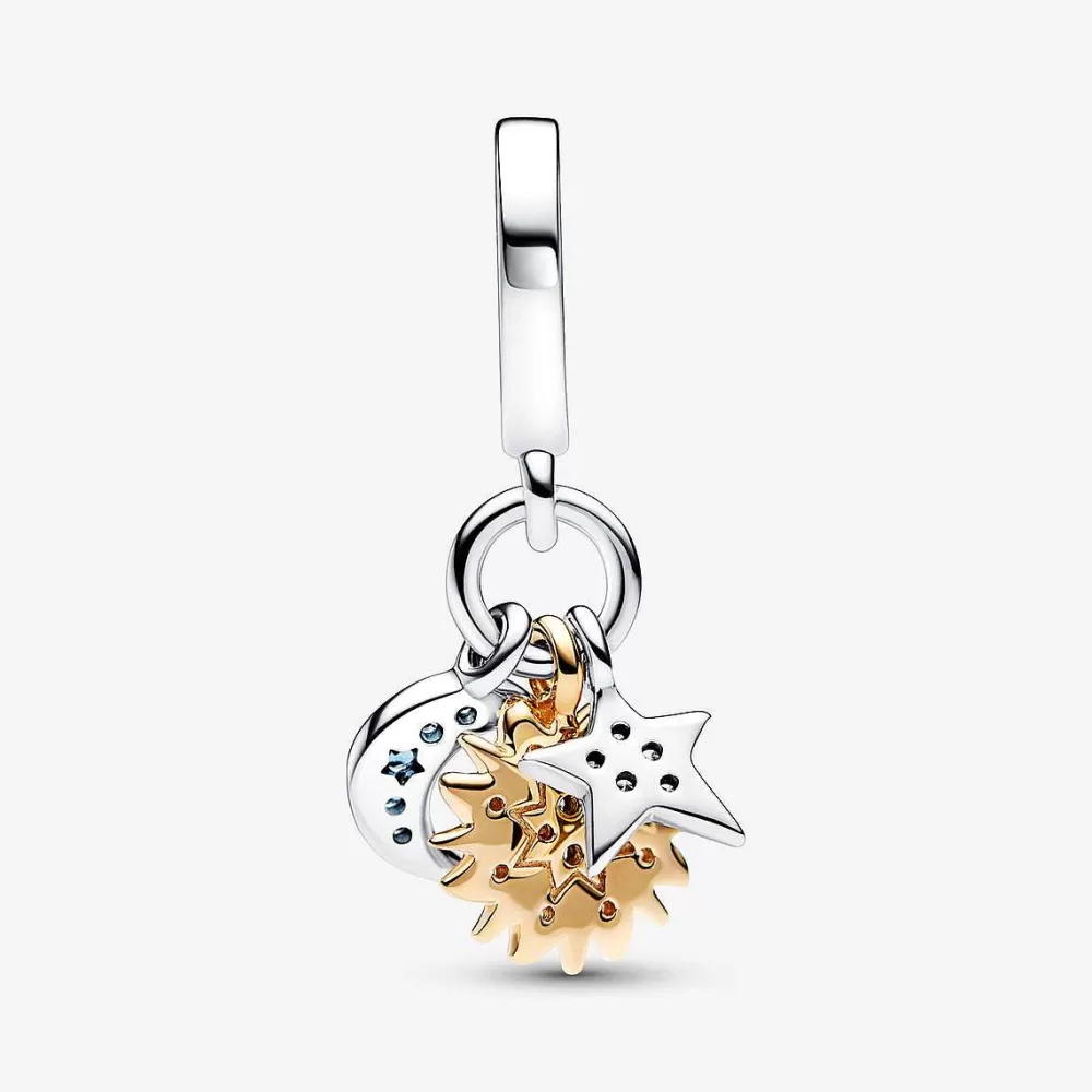 Online Pandora Conta Pendente Tripla Celestial Dois Tons