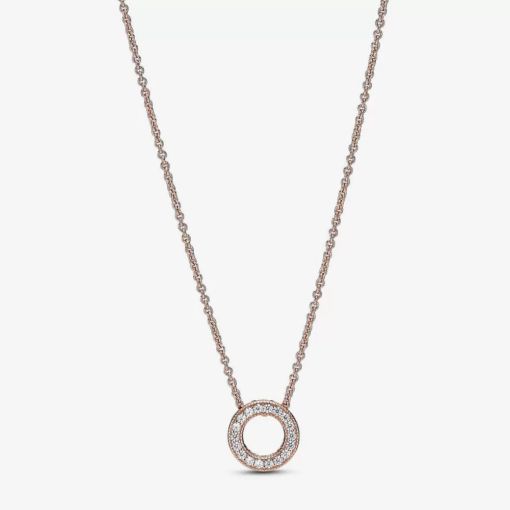 Store Pandora Gargantilha Circulo Pave Logotipo