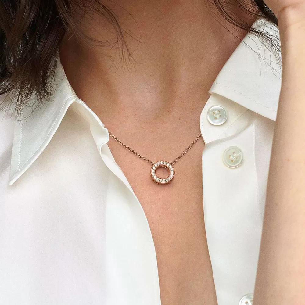 Store Pandora Gargantilha Circulo Pave Logotipo