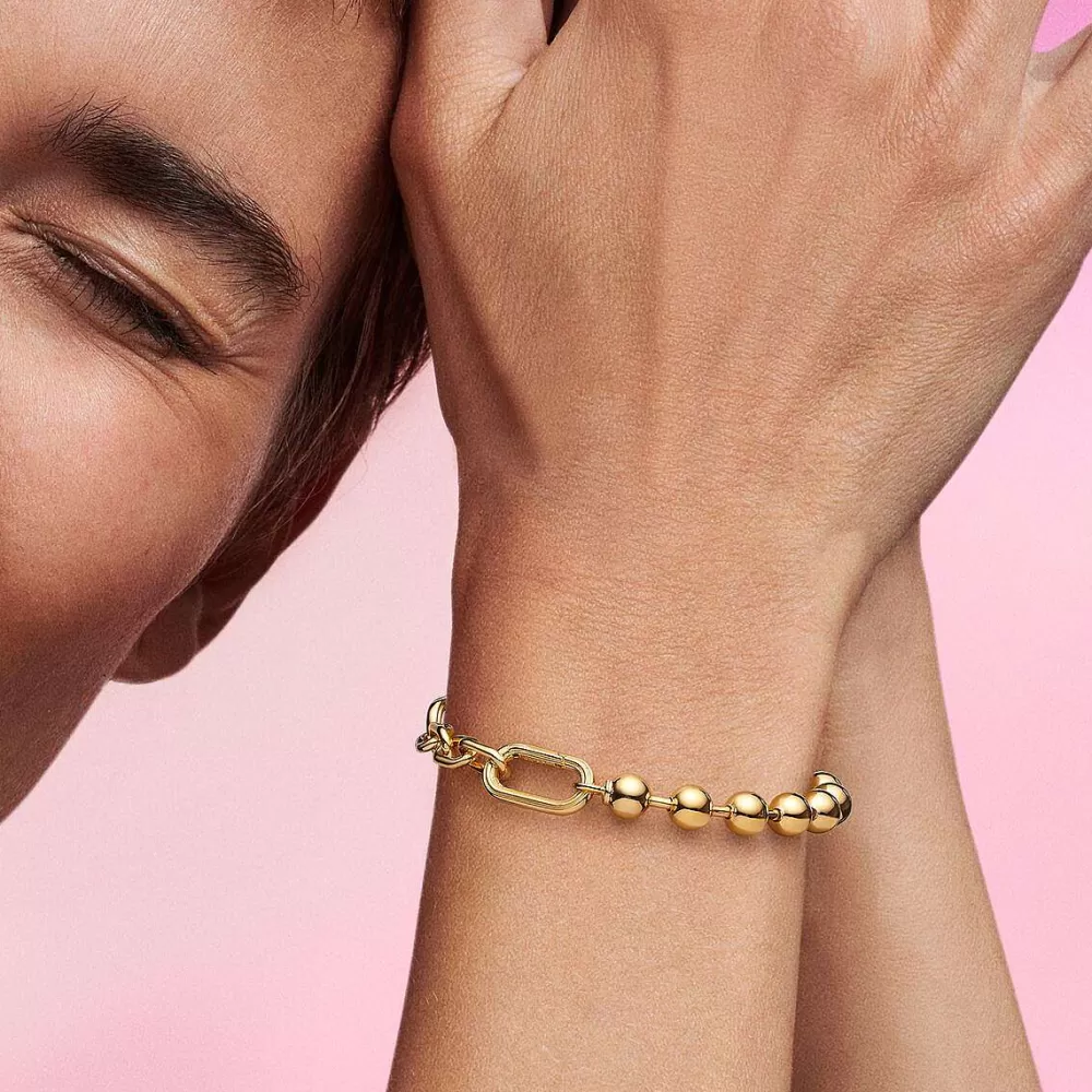 Flash Sale Pandora Pulseira Corrente De Elos E Esferas Metalicas Me