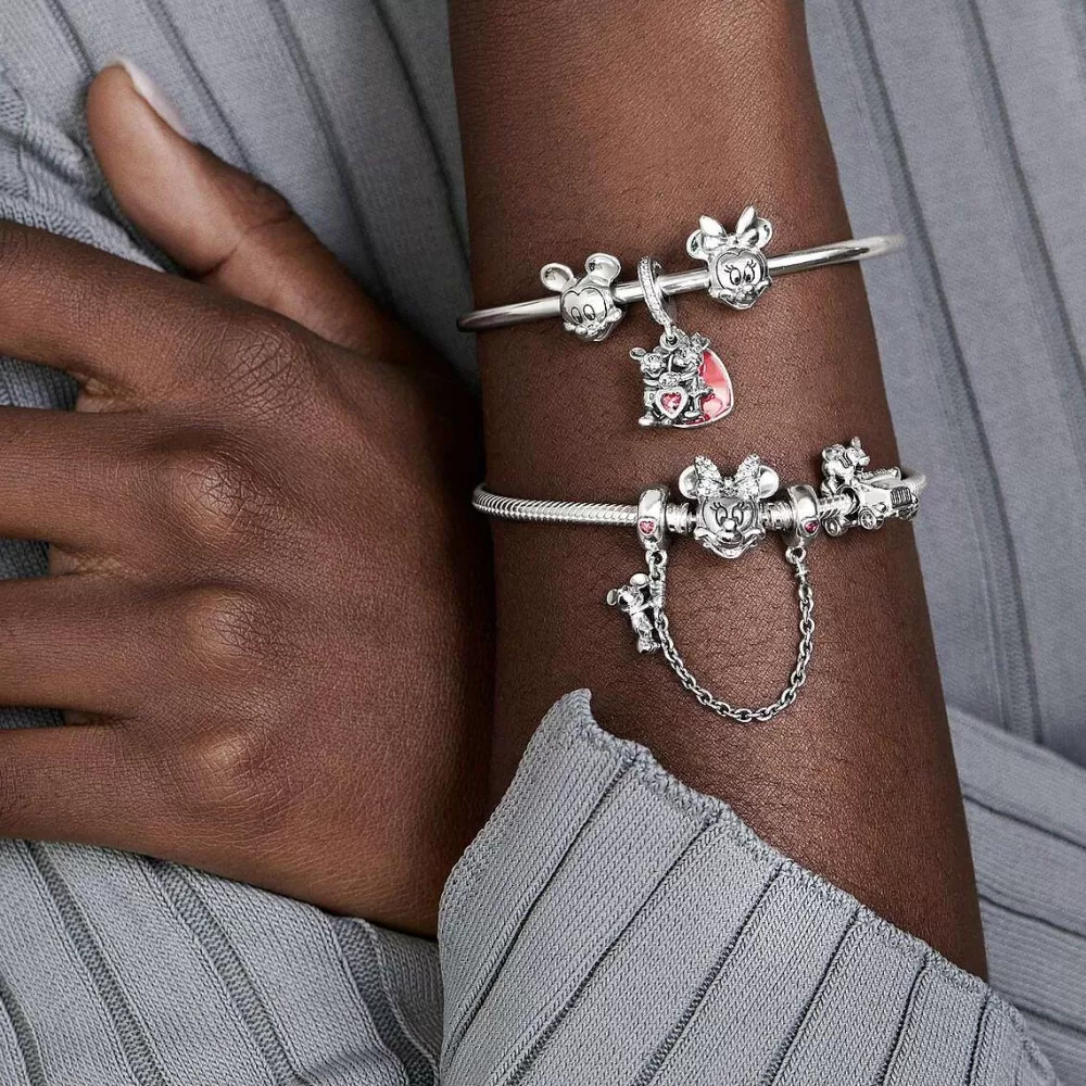 Shop Pandora Pulseira De Malha Snake Fecho Minnie Pave Disney Moments